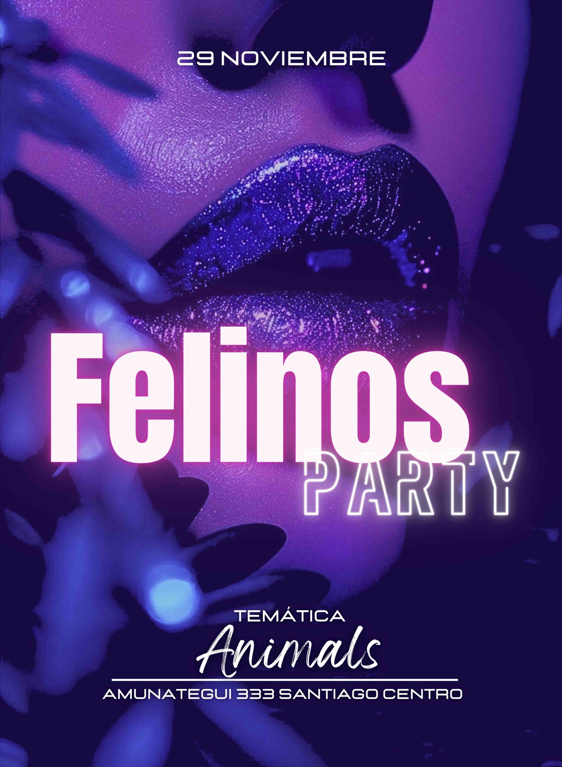 Flyer anuncio preventa fiesta moderno neón blanco dorado